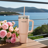 VALERI 40oz leakproof travel tumbler in Rose Quartz Pink, product view